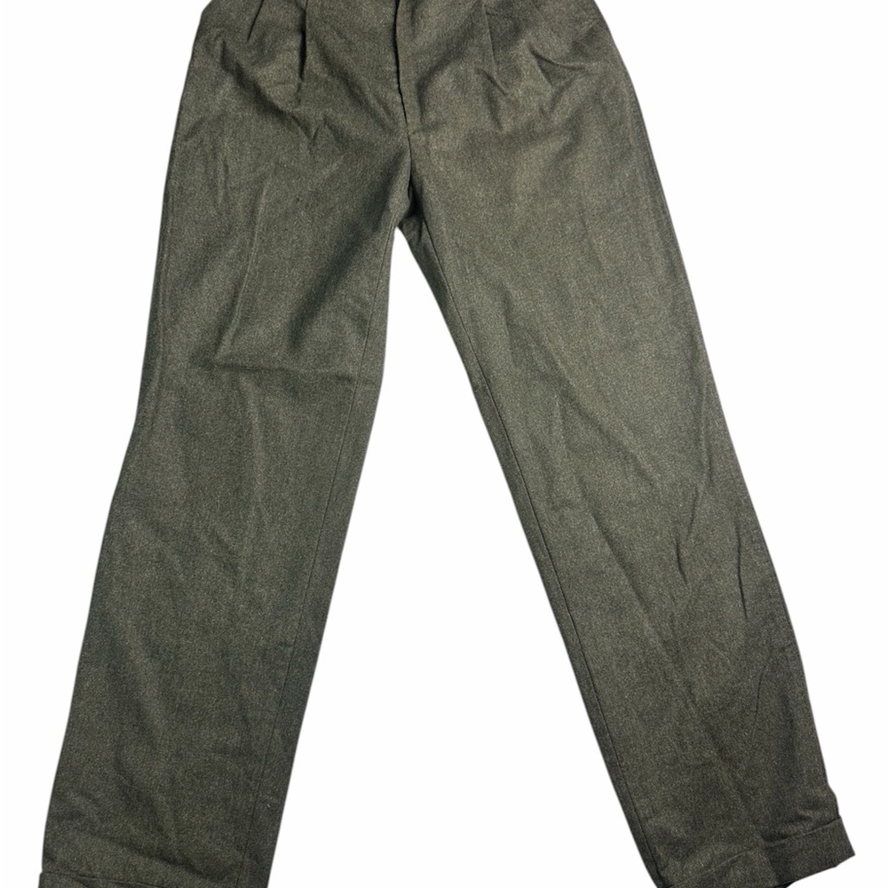 ✨ Handmade Gray Wool Tailored Trousers High Rise Cuffed Pants Size 4‎ ✨